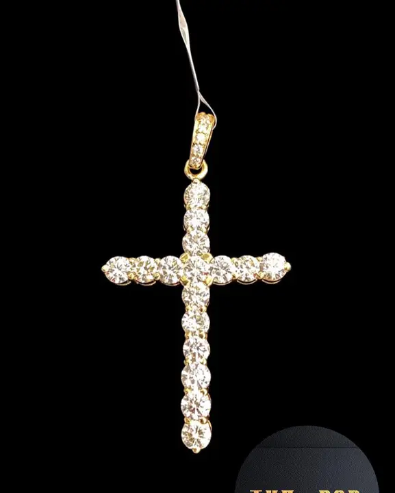 Yellow Gold Round Diamond Cross Pendant diamond jewelry