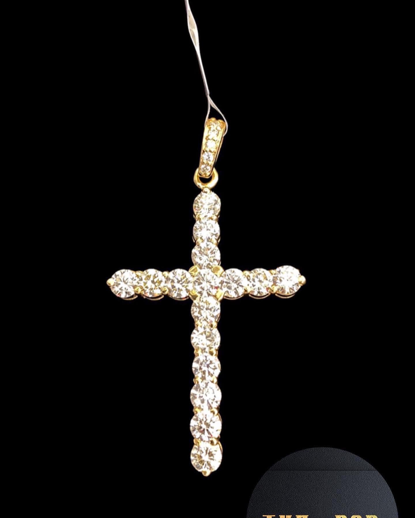 Yellow Gold Round Diamond Cross Pendant diamond jewelry
