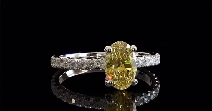 Monarch Canary yellow oval diamond engagement ring